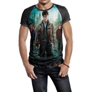 Imagem de Camiseta Raglan Masculina Harry Potter Ref:209 - smoke, Preto, M