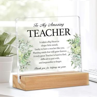 Imagem de Teacher Appreciation Gifts to My Amazing Desk Decor Thank You Teacher Placa acrílica para mesa placa de escritório em casa decoração presente para professores