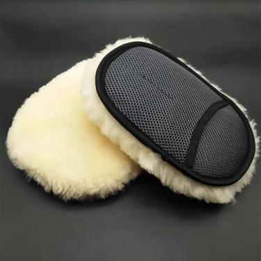 Imagem de 2 peças de luva de lavagem de carro de lã, macia, suave, sem arranhões e fiapos, ferramentas de lavagem automática de alta densidade para carro, caminhão, motocicleta, casa, escritório, vidro