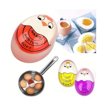 Imagem de Temporizador de ovos que entra na água, temporizador de ovo que muda de cor para ovos ferventes (duro, médio, macio), vermelho