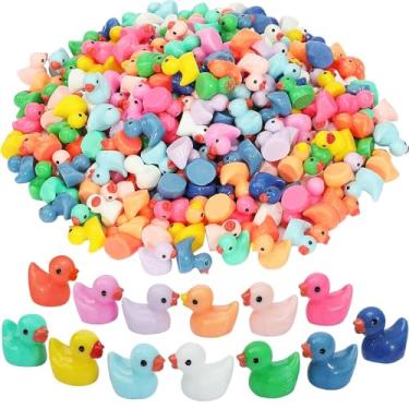 Imagem de 50 peças luminosas mini patos de resina pato pequeno que brilha no escuro pequeno animal para esconder figuras em miniatura para lembrancinhas de festa cores aleatórias