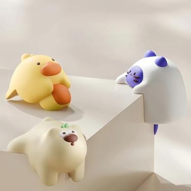 Imagem de 4 peças de protetores de canto em forma de desenho animado para uso na segurança de lareiras, mesas, escadas e armários, urso