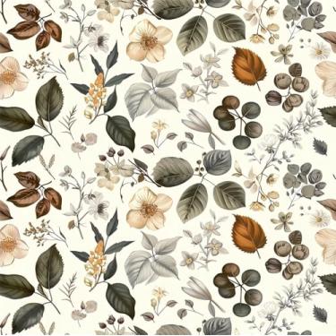 Imagem de MAGAFA Papel de parede de folha botânica vintage papel de parede autoadesivo removível folhas e flores papel de contato berçário quarto mural decorativo de parede 45 x 599 cm