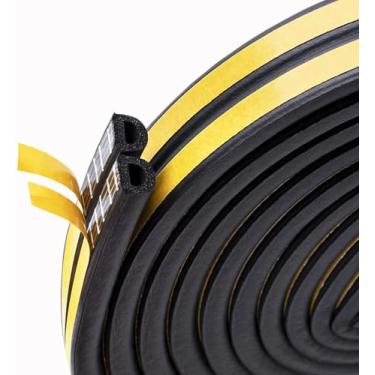 Imagem de Fita excluidora de 10 metros para janela de porta, fita autoadesiva contra o clima, fita de espuma de vedação contra a corrente fria, anticolisão, à prova de som, impermeável, à prova de poeira, preta