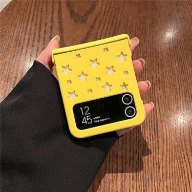 Imagem de Para Samsung Z Flip 5 5G Z Flip3 Flip4 Style Hollow Out Stars Phone Case para Galaxy Zflip3 Zflip4 Z Flip 5 4 3in1 PC Cover, amarelo, para Samsung Z Flip 3