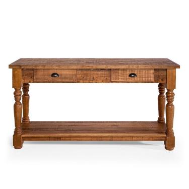 Imagem de Aparador Mesa Rústico Decorativo Em Madeira Maciça Bh 150cm Com Pés Torneados - Natural - Bege