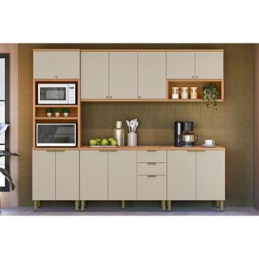 Imagem de Kit De Cozinha Completa 5 Peças Selene (2aéreos+2balcões+1paneleiro) Cp03 Jequitiba-off White Fosco - Linea Brasil