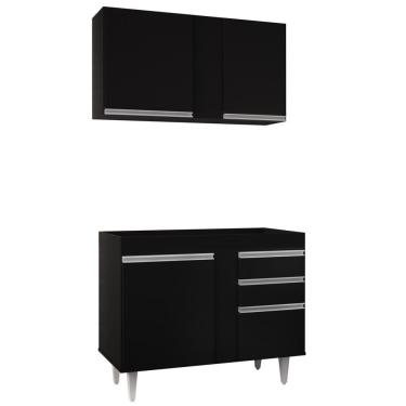 Imagem de Armário Aéreo Indiana E Balcão Para Pia 100cm Luziania Preto - Lumil