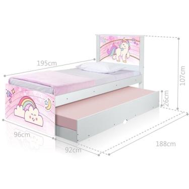 Imagem de Bicama Juvenil Adesivada Unicórnio Com Colchões