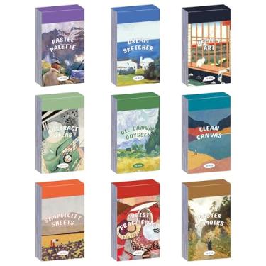 Imagem de 9 conjuntos de adesivos Washi de 450 folhas para diário, pintura artística, desenho, adesivos temáticos, vintage, estético, scrapbook, conjunto de adesivos para diário de bala, cartão de arte