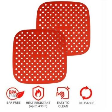 Imagem de Kit 2 Protetor Tapete De Silicone P/airfryer Universal 19cm - Uny Gift