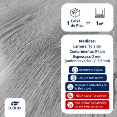 Imagem de Vinílico Piso Autocolante Amadeirado Régua M² Cor Cinza - Tubrax