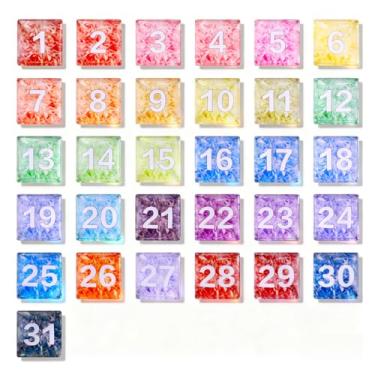 Imagem de Tellegloww Grandes números de calendário magnético, ímãs de calendário de vidro colorido para quadro branco apagável a seco, quadro branco magnético, geladeira 3 cm (tijolo arco-íris)