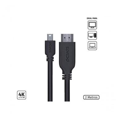 Imagem de Cabo Mini Displayport Macho Para Hdmi 2.0 Macho 2 Metros - Pmdph4k-2