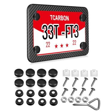 Imagem de Moldura de placa de licença de motocicleta de fibra de carbono fosco - Suporte de placa de licença feito à mão, capa de moldura de placa de licença universal para quadriciclos de motocicleta e scooter