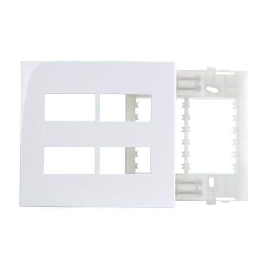 Imagem de Placa Com Suporte Margirius Sleek 4x4 Para 4 Módulos Horizontais Distanciados Branca