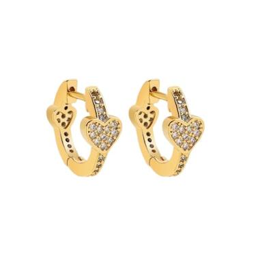 Imagem de Brincos de argola pequenos redondos de zircônia cúbica 2026 kute zircônia cúbica cor dourada brincos de cristal luxuosos, ótimo presente para aniversário ou aniversário