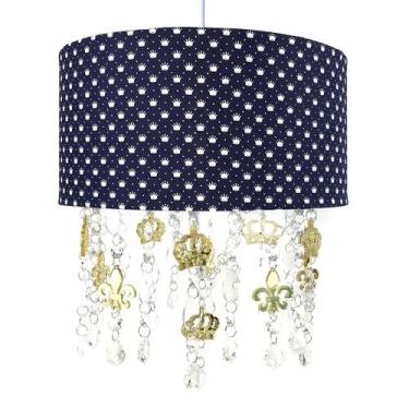 Imagem de Lustre Tubular Cristais Coroas Douradas Quarto Bebê Infantil - Potinho