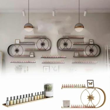 Imagem de ZDJZMGZ Rack de exibição de esmalte de metal montado na parede, rack de esmalte em forma de U, prateleira de parede de perfume de batom, organizadores de óleo essencial para salão de beleza de spa em