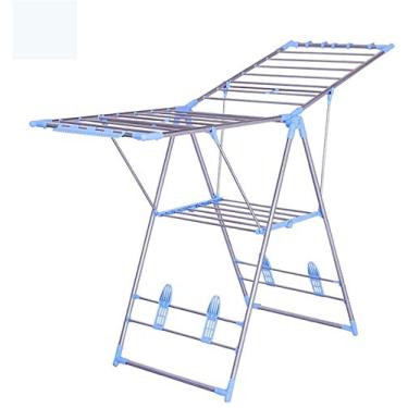 Imagem de Secador de roupas elétrico aquecido rack de secagem dobrável para roupas arejador de roupas ajustável Gullwing rack de secagem de roupa aço inoxidável dobrável ao ar livre interior rack com suporte de