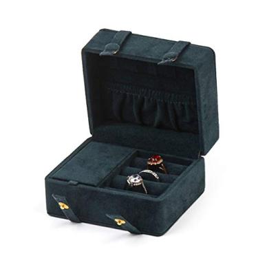 Imagem de Caixa de joias pequena caixa de joias portátil para viagem estojo de armazenamento de anel de joias de tecido de flanela caixa organizadora de joias caixa de presente para meninas mulheres organizador