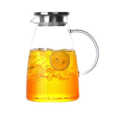 Imagem de YWangQiang Jarros de filtro, jarros de água fria, jarro de grande capacidade, jarro de vidro resistente ao calor, jarro de suco doméstico/jarro com tampa Jarro multiuso (Cor: Transparente Tamanho: 13