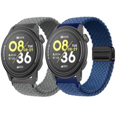 Imagem de Harikiri Pacote com 2 pulseiras magnéticas de tecido compatíveis com COROS PACE 3/APEX 2 PRO/APEX PRO/APEX de 46 mm, respirável, ajustável, (multicolorido), 22mm, Amazonita