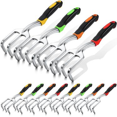 Imagem de Yaocom 12 peças, ancinho manual, ferramenta de jardim, mini cultivador de jardim resistente, 28 cm, pequeno ancinho de jardinagem, leme manual de liga de alumínio com alça para cavar ervas daninhas em