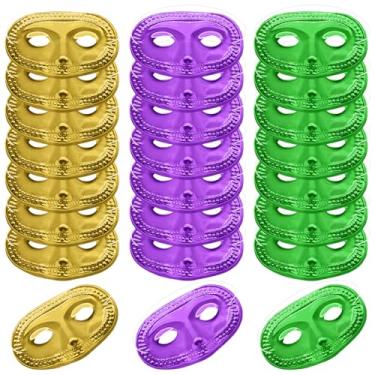 Imagem de 24 Piece Mardi Gras Masks Bulk, Metallic Gold Purple Green Masquerade Half Masks Costume Party Supplies, Mardi Gras Decorations for Women, Men and Kids