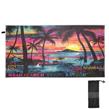 Imagem de Blueangle Toalha de praia de palmeiras tropicais - Toalhas de viagem compactas e leves - Toalha de secagem rápida super absorvente para natação, acampamento e férias (245)