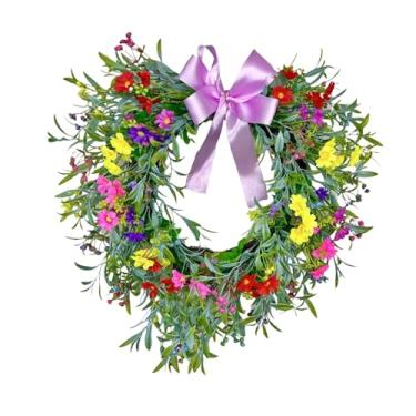 Imagem de oshhni Guirlanda de Coração para Porta de Entrada, Guirlanda Floral em Arco, de Gipsofila, de Flores com Laço para Celebração, Festa no Pátio ou Ambientes, Roxo Claro