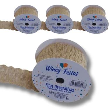 Imagem de Kit com 4 Fitas Decorativas Douradas Vazadas 6,3cm x 9,14m, para por em volta da Árvore de Natal, Guirlandas e Enfeites Natalinos, Decoração Natalina para Festas de Final de Ano