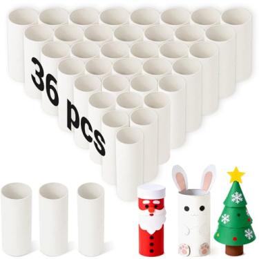 Imagem de Czoynife Tubos de papelão brancos para artesanato, pacote com 36, rolos de papel a granel para crianças, materiais de arte de sala de aula, decoração de férias 1,38 x 3,98