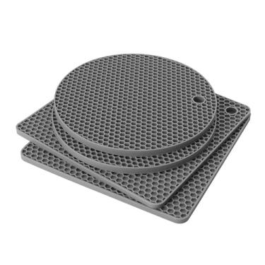 Imagem de Conjunto de Tapete Silicone para Cozinha Isolante Calor Mesa Panelas -Queimadura Pratos Casserolas Forno