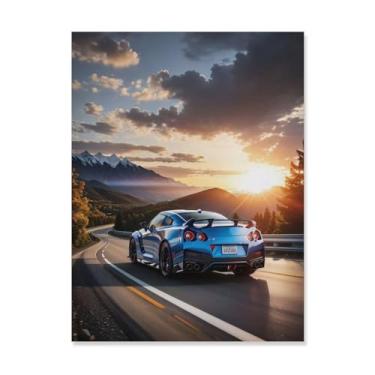 Imagem de HouLaiZhe R35 Jdm carro esporte nascer do sol pôsteres fixes parede parede estética decoração de sala de parede impressões galeria sala decoração de parede para quarto sala de estar escritório 18 x 24
