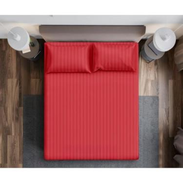 Imagem de Jogo de lençol com de 02 03 Preço Não Desbota Conjunto de Capa de Colchão Solteiro Casal Queen King(7#VERMELHO Listrado,SOLTEIRO)