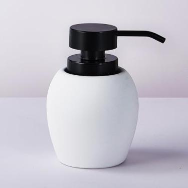 Imagem de Dispensador de sabonete líquido de cerâmica branco e preto para bancada de banheiro, dispensadores de loção de banheiro, 325 ml