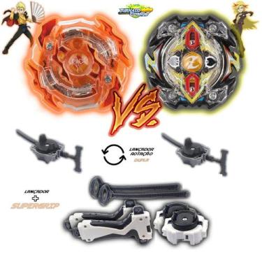 Imagem de Kit 2 Beyblade Burst + 4 Lançadores Roktavor Vs Zlion Zeutron Beyblade
