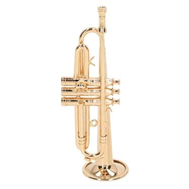 Imagem de aqxreight Ornamentos de Modelo de Trompete Instrumento Em Miniatura de Latão Requintado Decoração de Mesa Corda de Ouro Uma Música Adicionando que é um Ornamento de Trompete Uma Escolha Em Miniatura