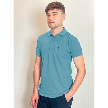 Imagem de Polo Piquet Masculina Básica Manga Curta Polo Wear Azul Médio-Masculino