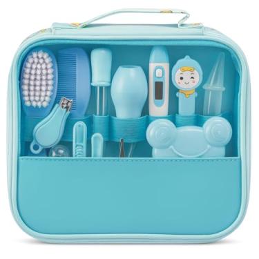 Imagem de Kit Higiene Bebe - Estojo Cuidado Bebe - Bolsa Bebe Organizada e Completa com Tesoura, Pente para Bebe, Termometro, Cortador de Unhas, Lixa de Unhas (Azul)
