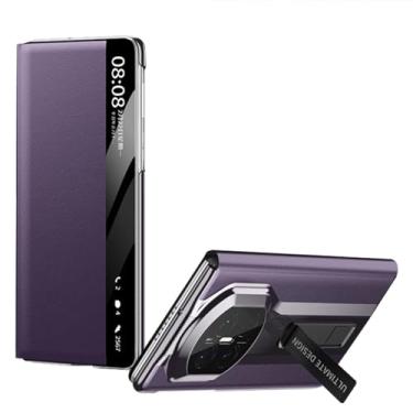 Imagem de LTLMYDAM Capa com suporte para Huawei Mate X7, capa flip de couro com fecho magnético de hibernação inteligente, roxo, X7