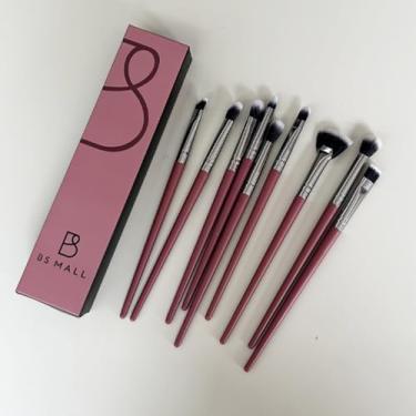 Imagem de Conjunto de pincéis de maquiagem borgonha e prata de 12 peças | Pincéis de cerdas macias para blush e sombra de nariz com bolsa de armazenamento 23-1