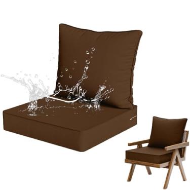 Imagem de Yadlan Almofadas de assento com conjunto de almofadas traseiras móveis de jardim, almofadas de assento impermeáveis ao ar livre para lounge, casa, carro, escritório, sofá, cadeiras G 61 x 61 x 12 + 61