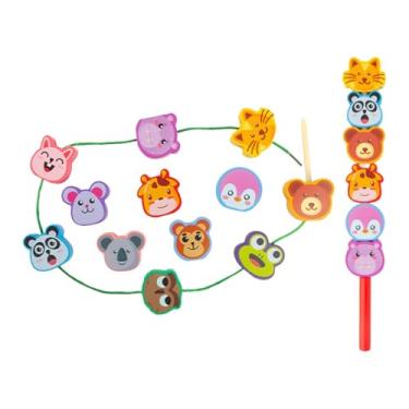 Imagem de KiBcsLic Brinquedo educativo de encaixe de madeira para bebês e crianças pequenas, com blocos de empilhar para aprendizagem e aprendizado de formas. Ideal para, Animais