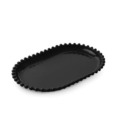 Imagem de Kit 2 Bandejas Decorativas Pérola Oval 20x13cm para Decoração de Mesa e Festas – Bandeja Acrílica Elegante (Preto)