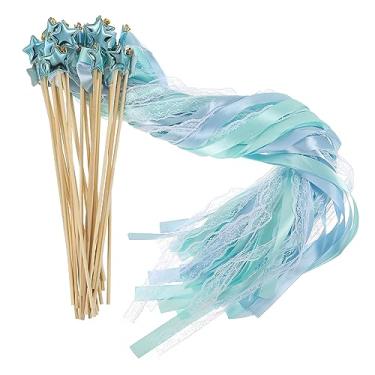 Imagem de PATIKIL Fairy Wands, 24 Pack Ribbon Lace Streamers with Bells Silk Stick for Wedding Party Birthday Activities Holiday Celebration (Light Blue, Mint Green)
