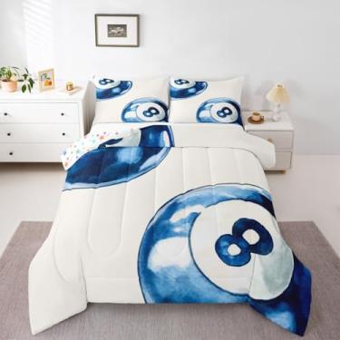 Imagem de Erosebridal Conjunto de cama king com 8 bolas modernas, aquarela, moderno, hippie, hippie, hippie, branco, azul, decoração de quarto