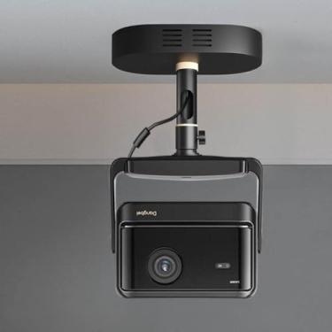 Imagem de Paihao Suporte de teto para projetor PH79 com adaptador oculto, poste de liga de alumínio engrossado de 3,5 mm, rotação de 360° e inclinação de ± 25°, fiação interna (preto: 1/10.2 cm com 20 cm de