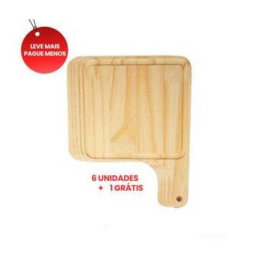 Imagem de OFERTA KIT 6 Tábuas de Madeira Natural Lisa para Hamburguer, GRATIS 1 